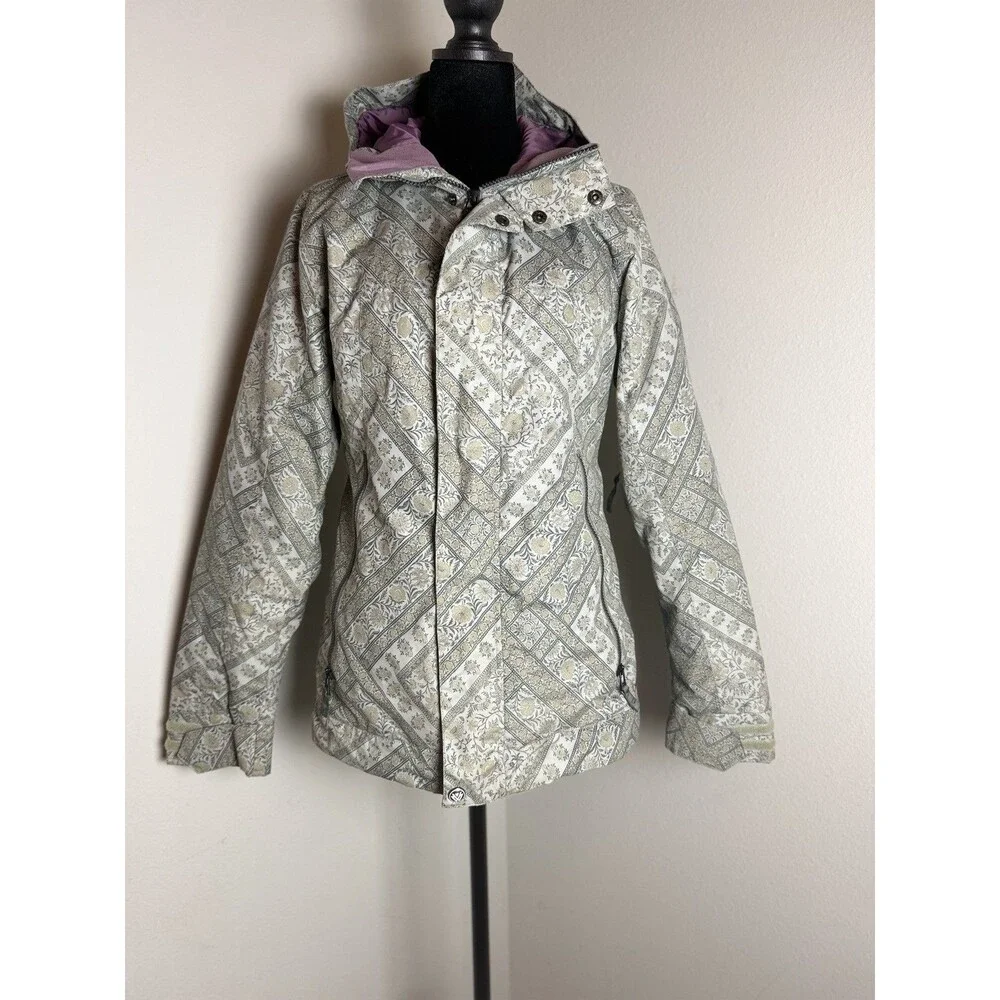 Burton White Collection DryRide Snowboard Ski Jacket XS Floral Hooded